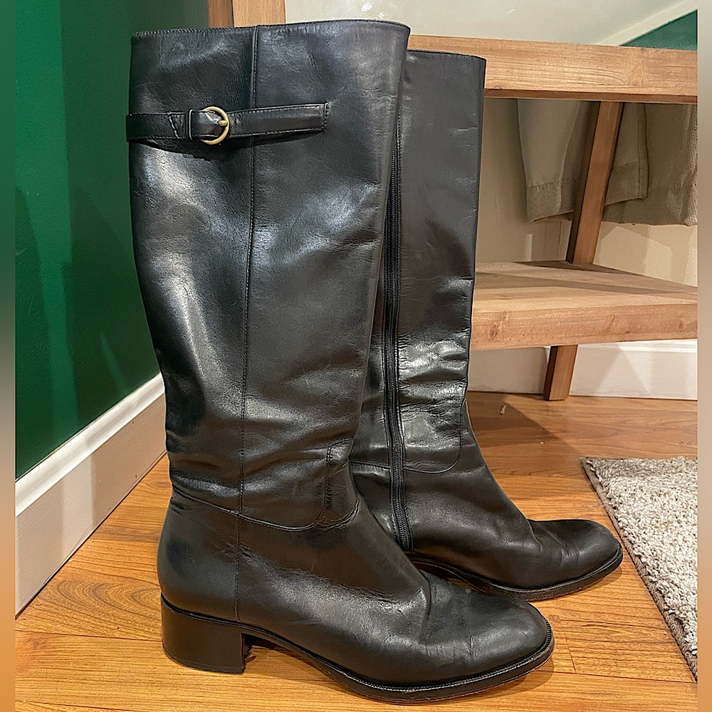 Ann Taylor Black Leather Boots size 9